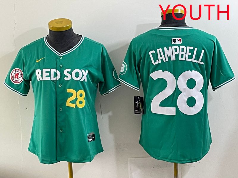 Youth 2025 Boston Red Sox #28 Campbell Dark Green Joint Name Nike MLB Jersey style 7->youth mlb jersey->Youth Jersey